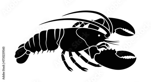 Bold lobster silhouette, perfect for coastal branding, seafood menus, or nautical designs; adds a touch of oceanic elegance and maritime charm to any project