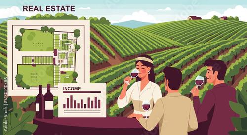 Investing in vineyard real estate beautiful landscape with wine tasting property