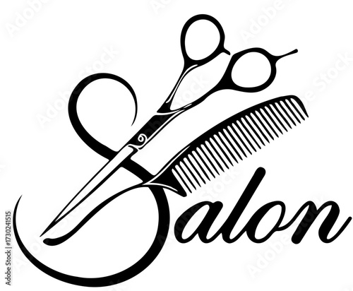 Barbershop hair  salon scissors and comb