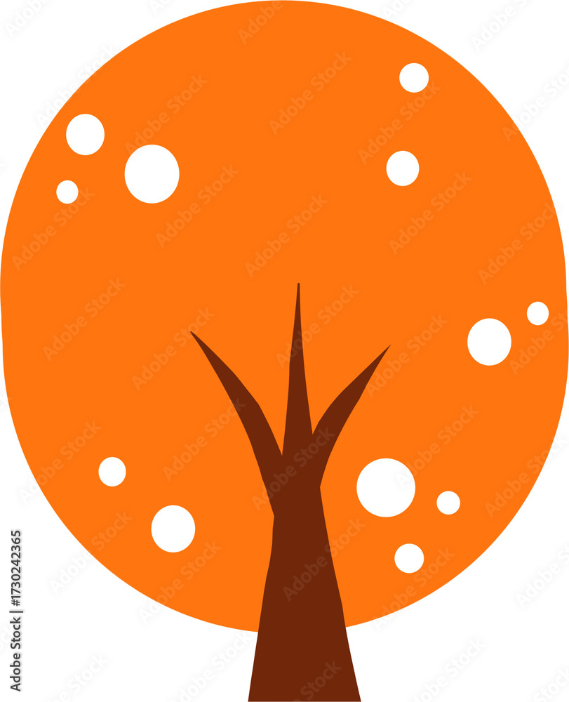 Fototapeta premium 주황색 가을나무 일러스트 그래픽요소