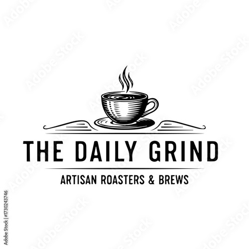The Daily Grind Artisan Roasters & Brews Coffee Shop Logo Design