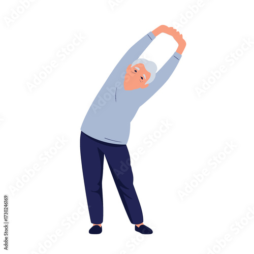 Elderly Man in Active Stretch Promoting Mobility and Wellness for Seniors