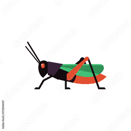 Grasshopper Illustration A Vibrant, Geometric Design on White