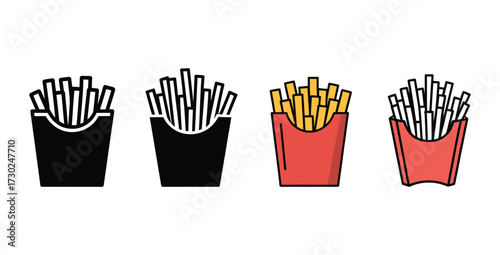 French Fries Variety in Colorful Modern Minimalist Style Icons Collection
