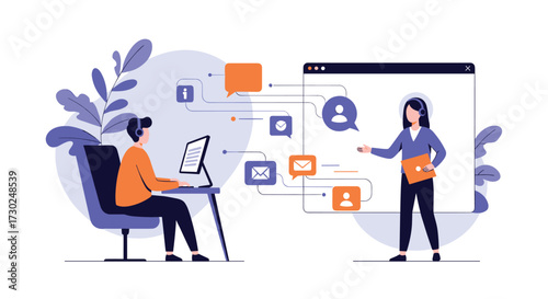 Digital communication and online collaboration between two individuals via technology.