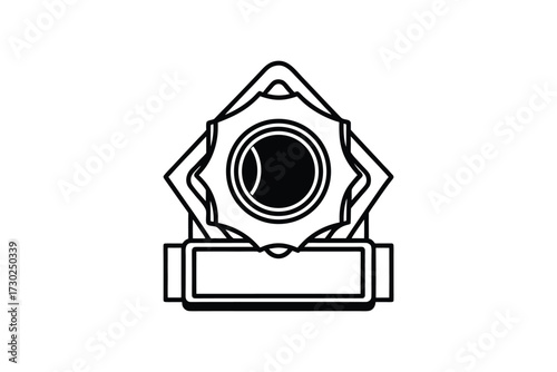 Simple black and white illustration of a classic space rocket design