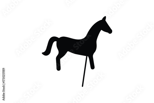 Simple black silhouette of a horse standing on a white background