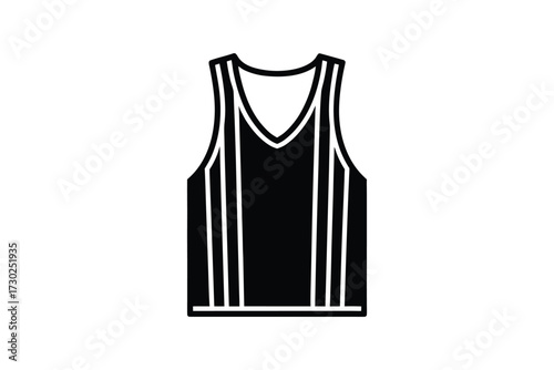 Simple black and white illustration of a sleeveless athletic tank top