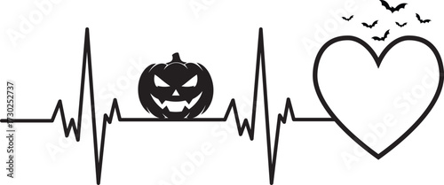 Halloween heartbeat vector