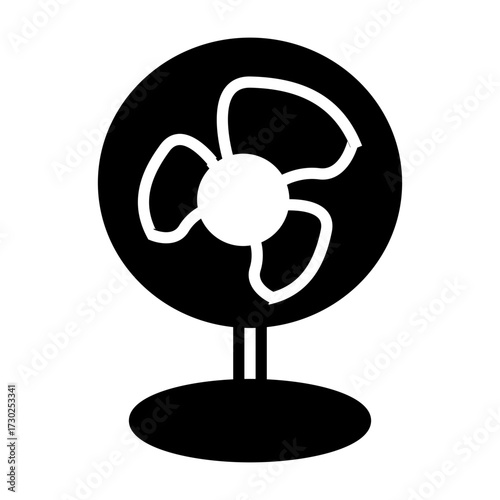 black electric fan vector illustration glyph icon