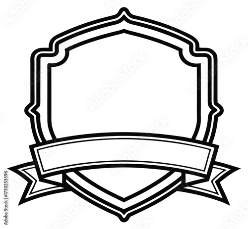 Elegant Heraldic Crest: A sophisticated heraldic crest, ideal for branding, is crafted with meticulous detail in a bold outline, exuding a sense of timeless elegance and prestige.