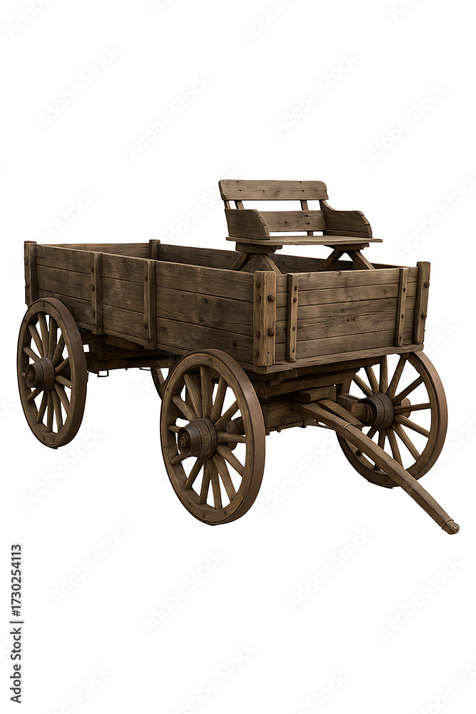 Fototapeta premium Antique Wooden Wagon High quality Realistic image.