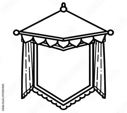 Elegant Vintage Canopy Design: A charming hand-drawn illustration of a vintage canopy featuring detailed lines, evoking a sense of classic beauty and understated luxury. 