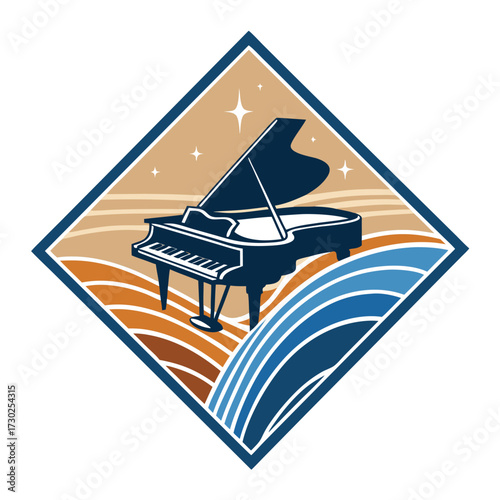 Diamond logo featuring a piano in a stylized landscape.