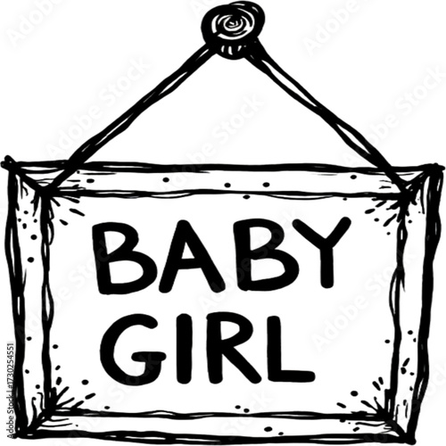 A Baby Girl sign banner or board hanging 