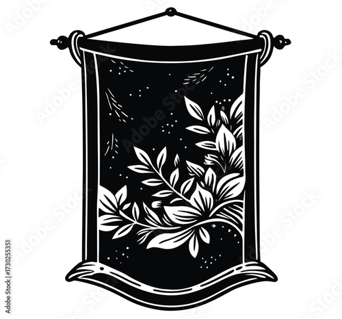 Elegant Banner with Botanical Art: A beautifully crafted banner showcases a delicate botanical illustration, creating a sense of understated sophistication and artistic expression.
