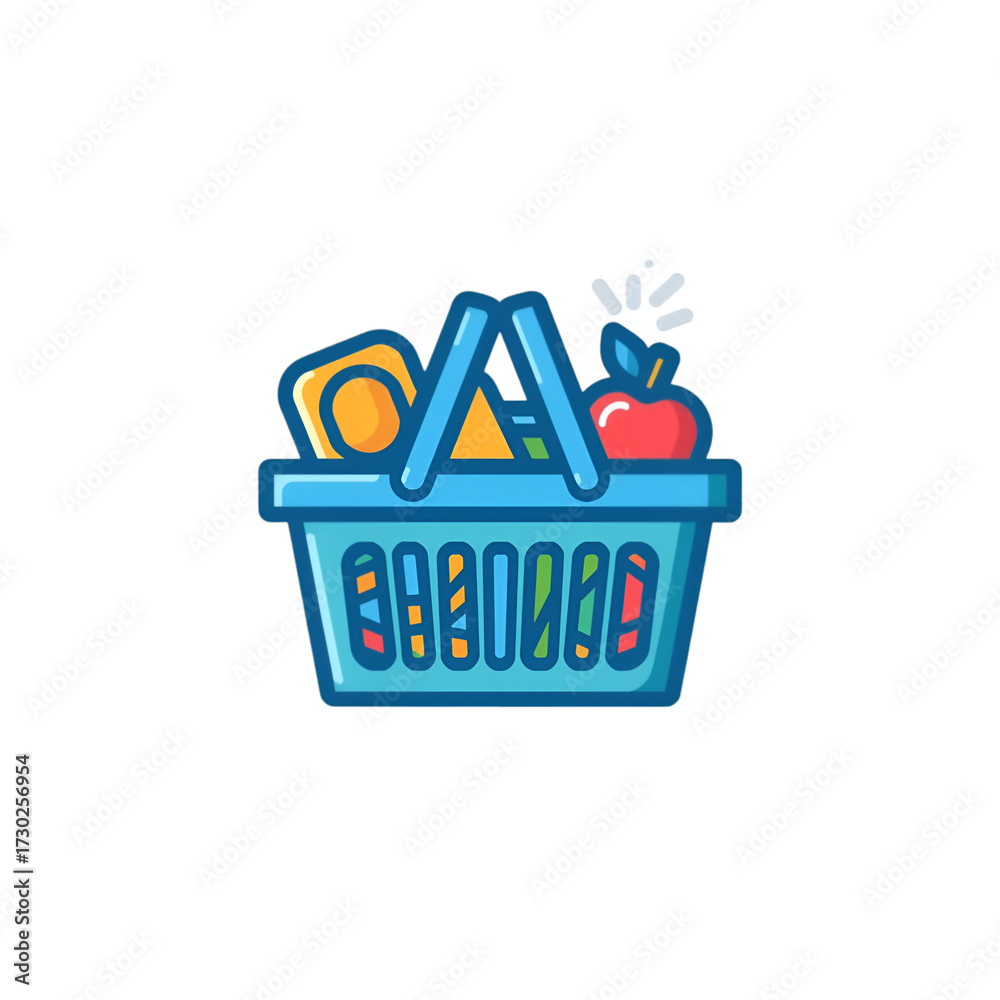 Fototapeta premium blue shopping basket isolated on white