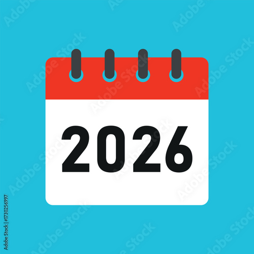 Happy New Year 2026 icon calendar flat simple vector illustration