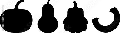 Silhouette Collection of Various Gourds and Pumpkins for Creative Use