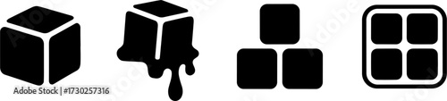 Stylized Set of Ice Cubes with Variations for Modern Designs