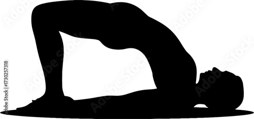 Silhouette of Person in Wheel Pose Yoga Position for Fitness Design