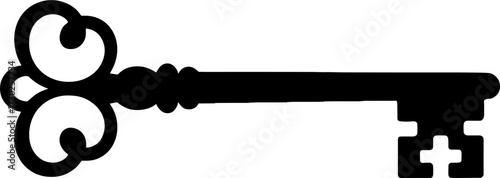 Ornate Vintage Key Design for Tattoo or Coloring Book Inspiration