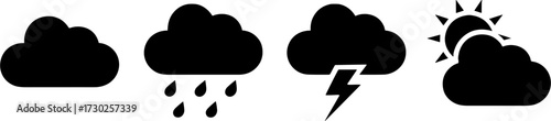 Weathers Including Clouds Rain Lightning and Sun