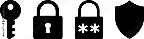 Securitys Key Lock Padlock Shield Design for Digital Protection