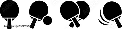 Ping Pong Paddle and Ball Silhouettes for Sports Graphics and Designs