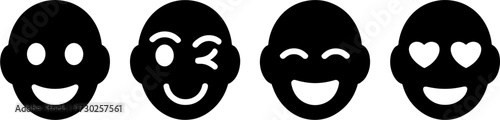Happy and playful face emojis expressing joy winking laughter and love for messaging and design