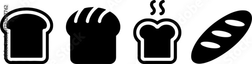 Stylized Breads including Loaf Slice and Fresh Baguette