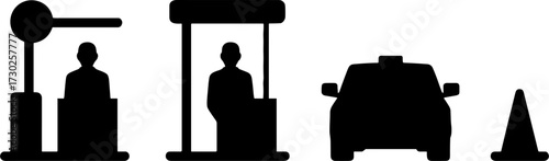 Traffic Control Silhouettes Set including Guard Booth and Car