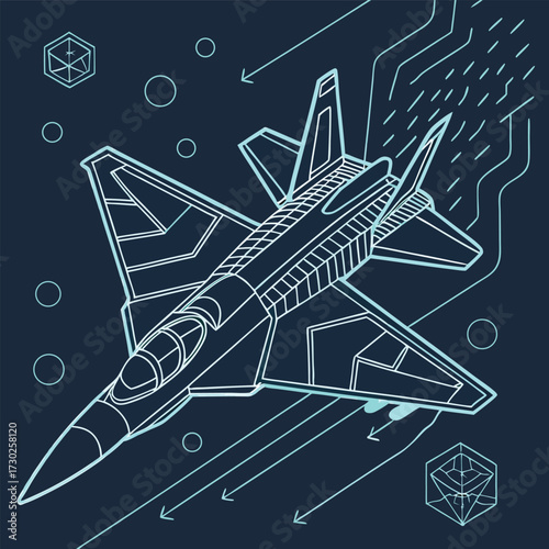 A highly detailed abstract vector illustration featuring a complex interplay of geometric shapes lines and vibrant color gradients suitable for modern design projects