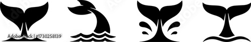 Whale Tail Vector Set for Marine Life Themes and Designs