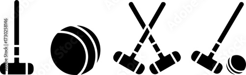 Croquet Mallet Ball and Wicket Vector Illustration for Design Use