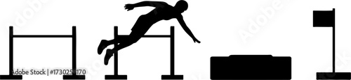 Dynamic Hurdle Jumping Athlete Silhouette for Sports Design