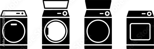 Modern Washing Machines Set Minimalist Vector Design for Home Use