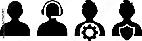 Silhouettes Representing Customer Support and Technical Services
