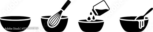 Cooking Process Step by Step Bowls Whisking Mixing and Pouring