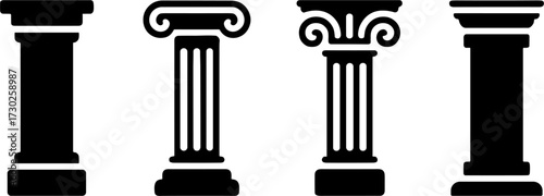 Classic Ancient Greek Column Silhouettes for Design and Illustration