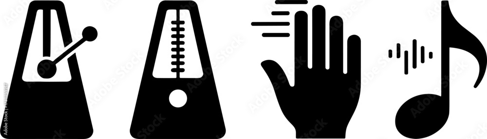 Fototapeta premium Music Rhythm Elements Including Metronome Hand Gestures Note