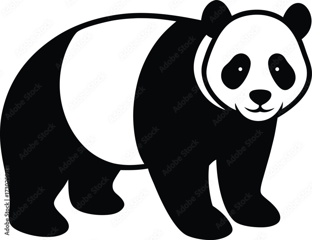 Fototapeta premium Stylized Panda Bear Illustration in Black and White