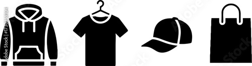 Clothing and Accessoriess Hoodie T Shirt Cap Shopping Bag Vector Elements for Fashion Design