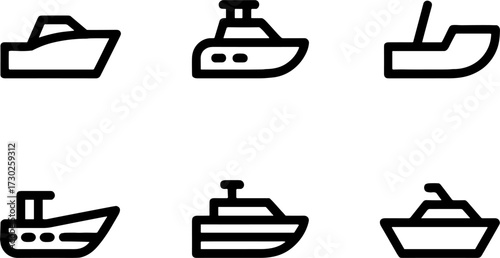 Collection of Minimalist Nautical Boats for Graphic Design