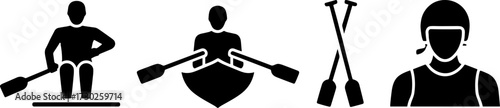 Rowing Vectors Depicting Rowers and Equipment for Design Use