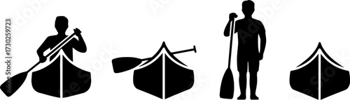 Stylized Silhouettes of Kayaking Scenes for Outdoor Sports Graphics