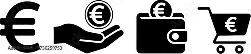 Euro Currencys Hand Wallet Shopping Cart Vector Graphic