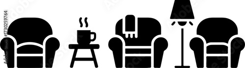 Cozy Living Room Furniture Set with Chairs Coffee Table and Lamp