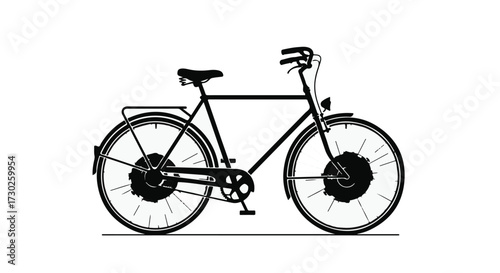 Classic bicycle with modern electric assist technology, ready for urban commuting