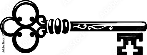 Vintage Ornate Key Design for Tattoo or Decorative Art Projects